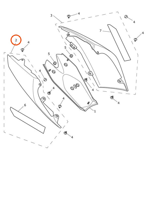 Triumph T2312129-DI - Rear Panel, RH, Red Hopper