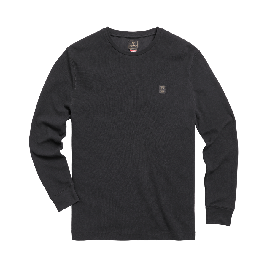 Dean Long Sleeve Waffle Tee in Black
