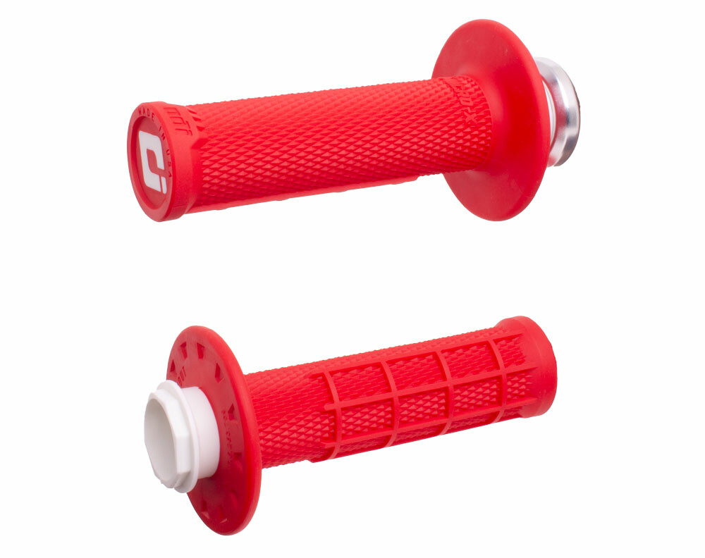 ODI 206-1154 - Micro-X Lock-On Grips Half-Waffle Red/Silver