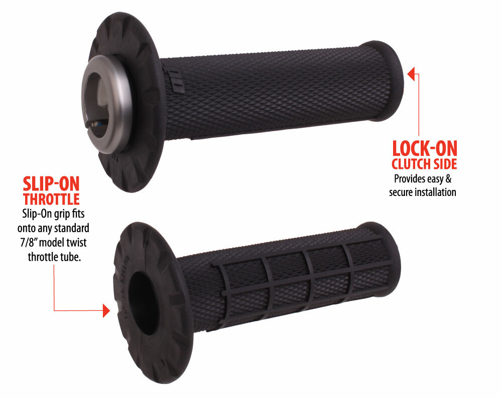 ODI 206-1156 - Universal V2 Lock-On Grips Half-Waffle Black/Silver