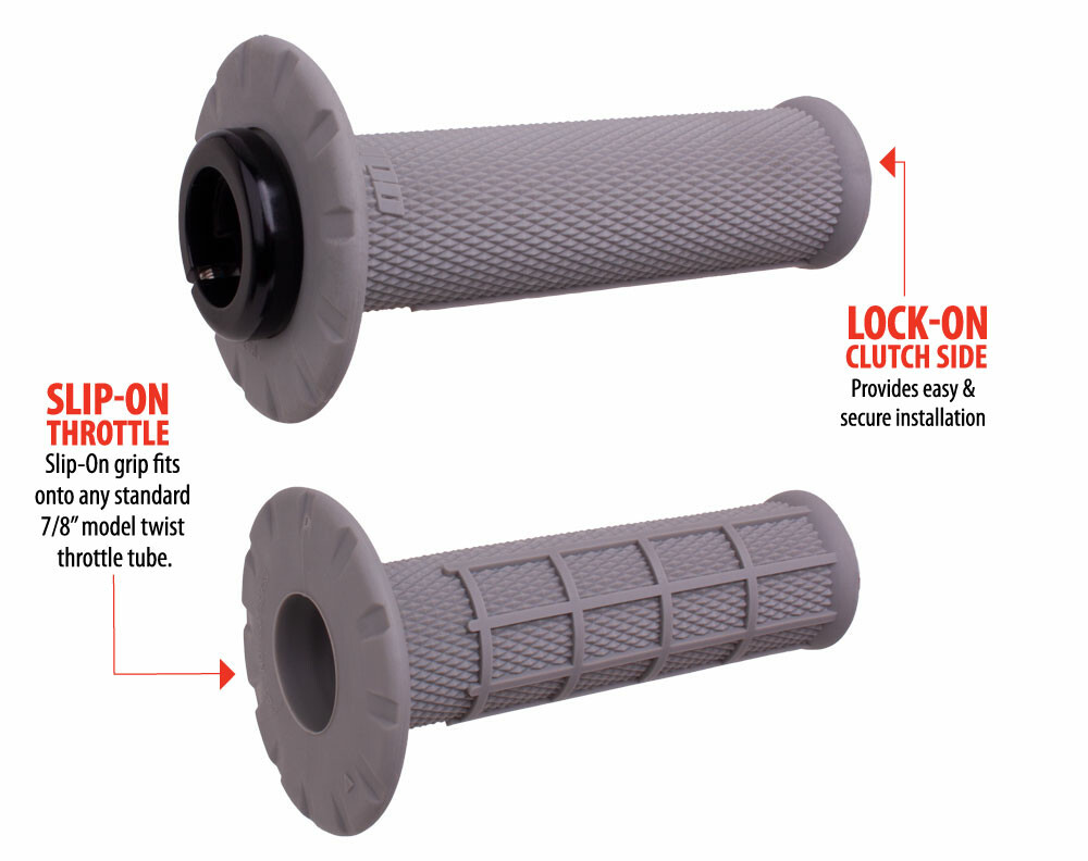 ODI 206-1157 - Universal V2 Lock-On Grips Half-Waffle Grey/Black