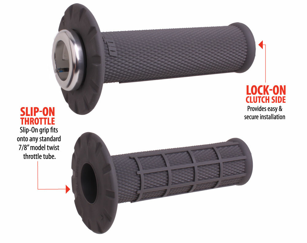 ODI 206-1158 - Universal Lock-On Grips Half-Waffle Graphite/Silver