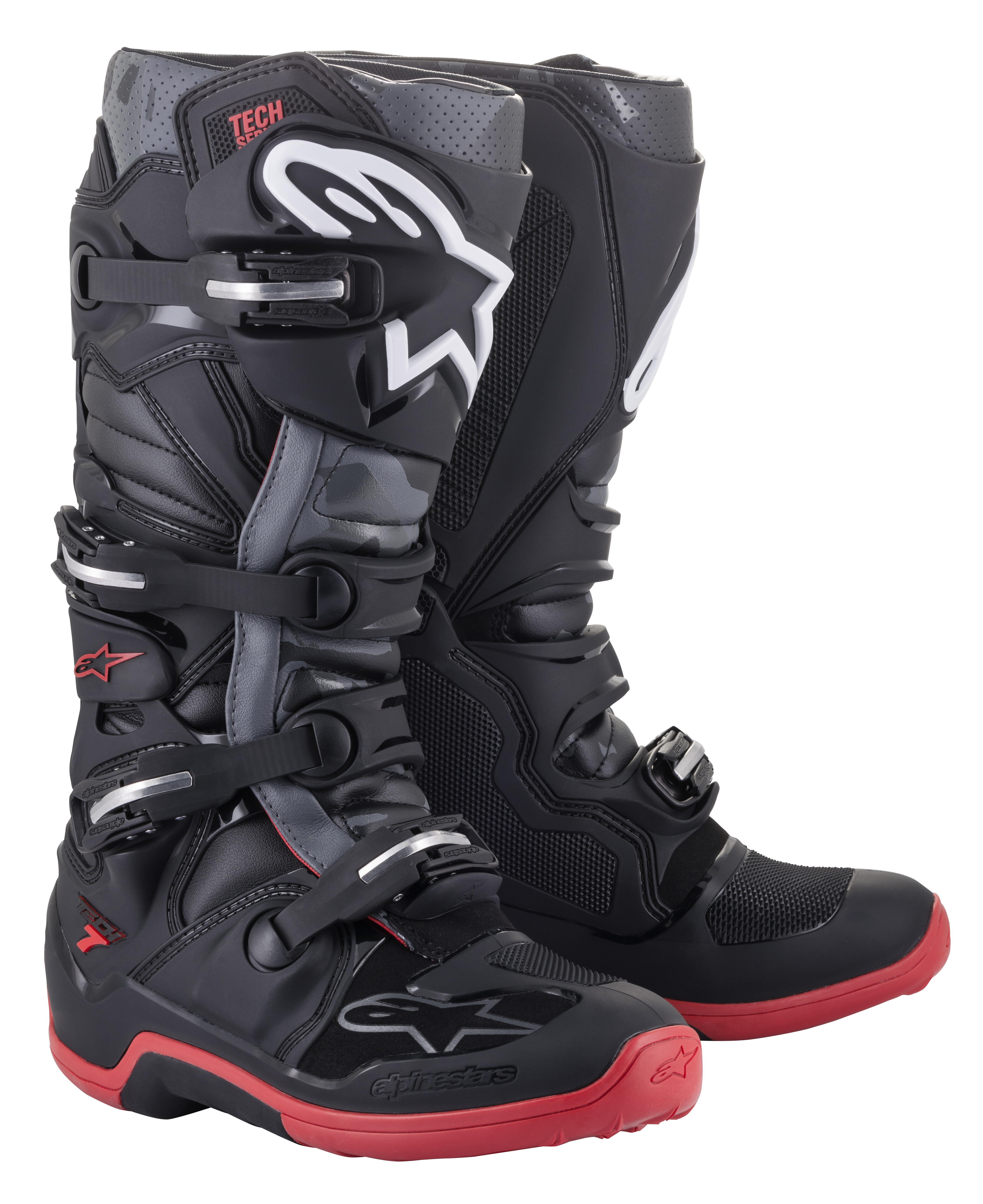 Alpinestars 482-22908 - Tech 7 MX Boots Black/Cool Grey/Red Size 8